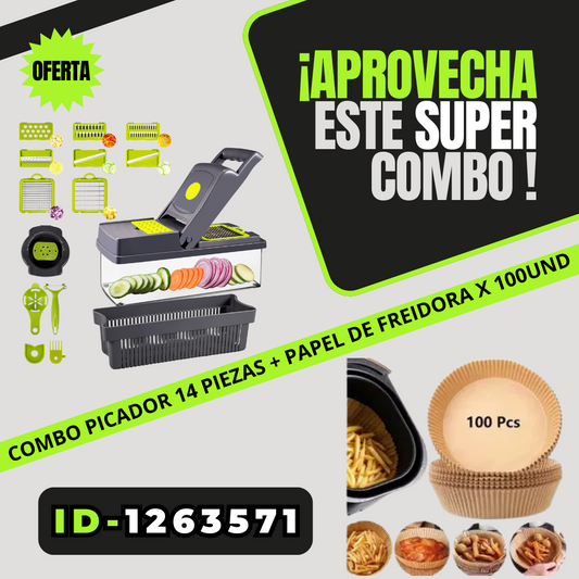 COMBO PICADOR DE 14 PIEZAS + PAPEL FRIDORA 100 PIEZAS