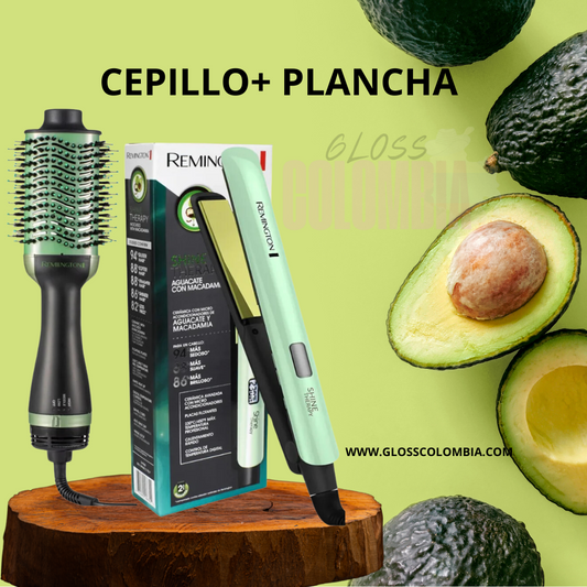 Combo Plancha Cepillo Secador Aguacate HydraGlow™